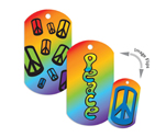 Spray Paint Peace Flip Dog Tag with Chain