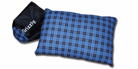 Large Camping Pillow-Blue/Black Plaid