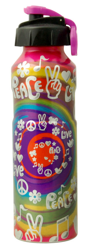 20 Oz. BPA Free Aluminum Water Bottle-Peace Swirl