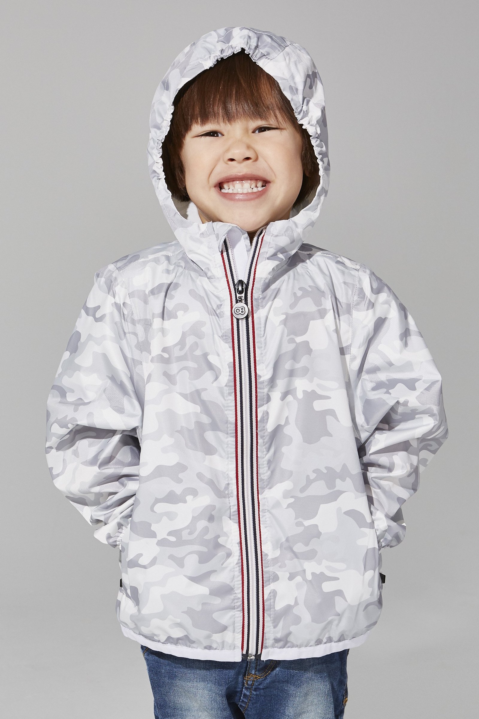 SAM PRINT KIDS PACKABLE RAIN JACKET-WHITE CAMO