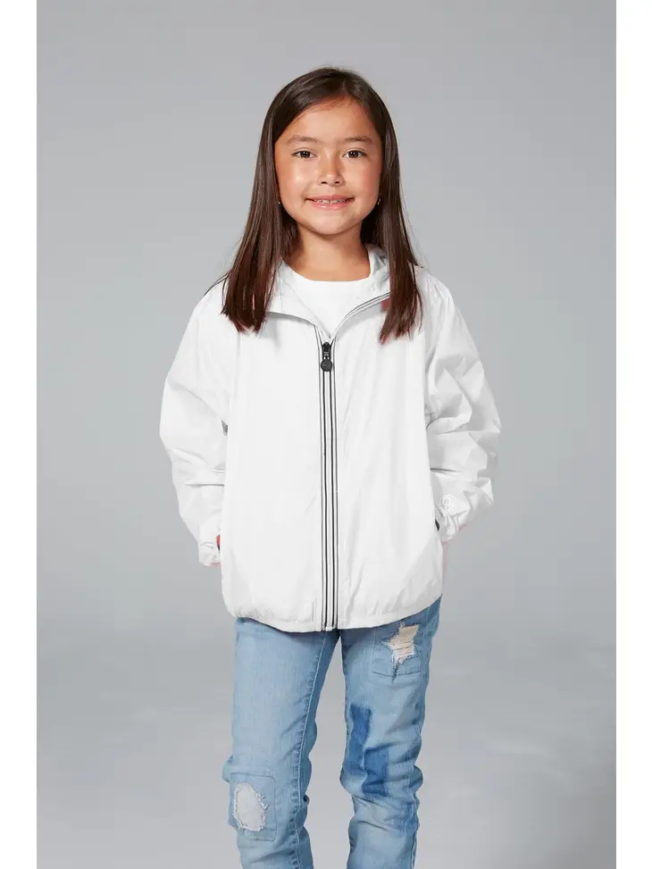 SAM PRINT KIDS PACKABLE RAIN JACKET-WHITE