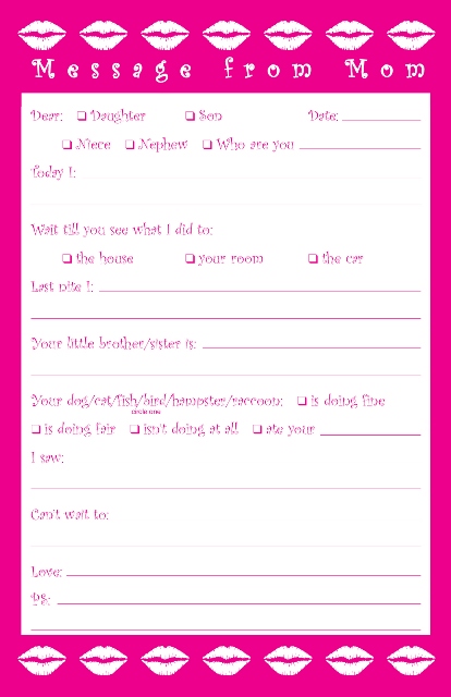 Message from Mom Fill In Memo Pads (Camp Stationery)