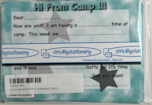 Turquoise Stars Fill In Notecards (Camp Stationery)