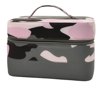 PURPLE CAMO PUFFER COSMETIC BAG