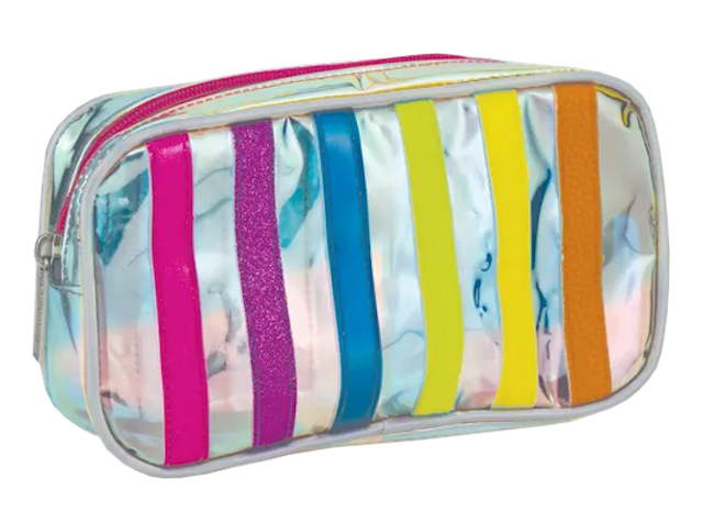 IRIDESCENT STRIPED COSMETIC BAG