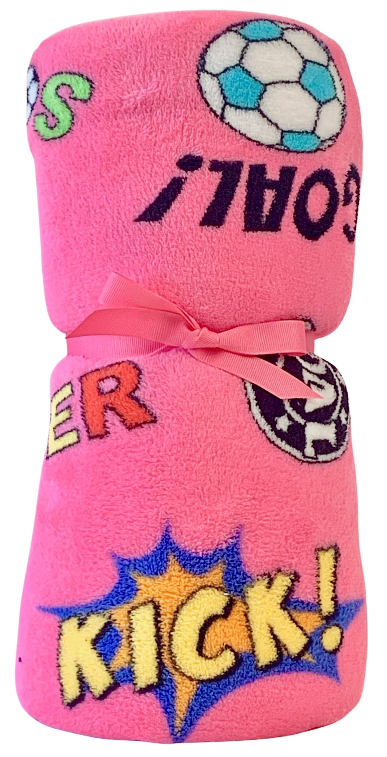 MADE WITH LOVE N KISSES FLURR BLANKET-SOCCER SHOOTOUT PINK