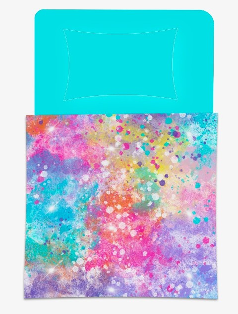 SPLATTER RAINBOW/AQUA REVERSIBLE COMFORTER