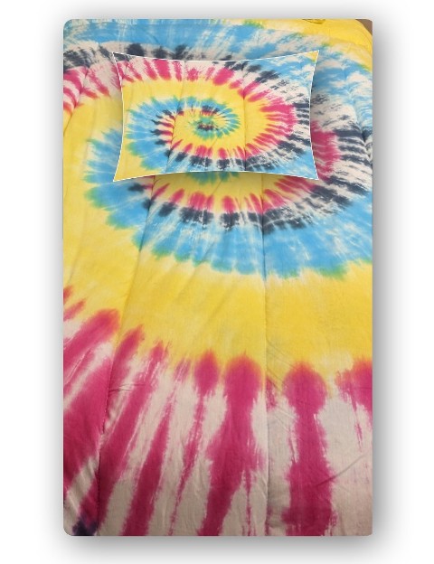 2PC TIE DYE TWIN SHEET SET-COLORFUL SPIRAL