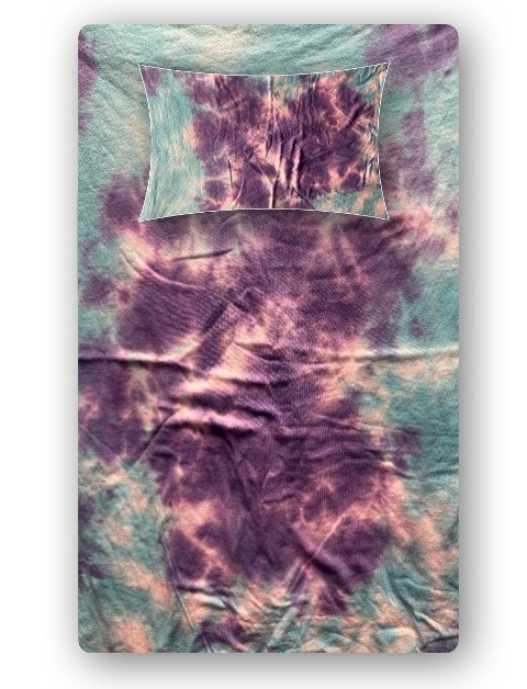2PC TIE DYE TWIN SHEET SET-PURPLE/AQUA