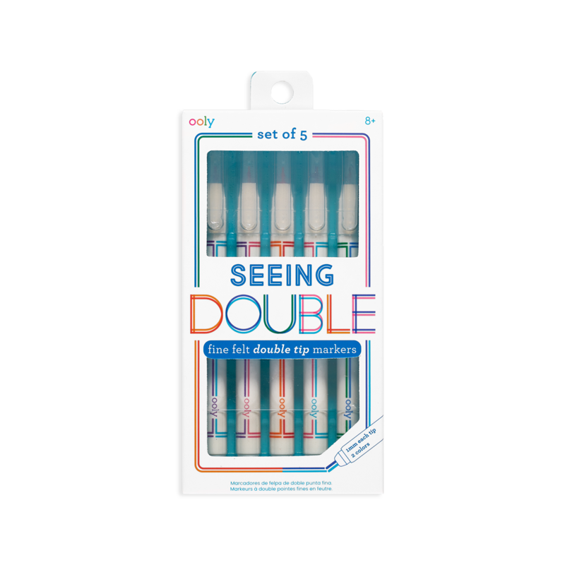 SEEING DOUBLE FINE FELT DOUBLE TIP MARKERS SET OF 5
