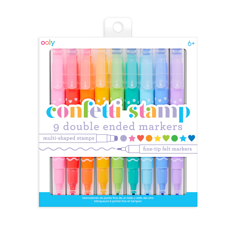 CONFETTI STAMP DOUBLE-ENDED MARKERS