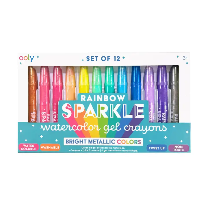 RAINBOW SPARKLE METALLIC WATERCOLOR GEL CRAYONS