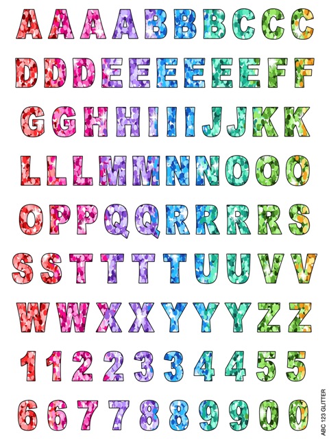 CLING ITS SHEETS ALPHABET 9x12-GLITTER