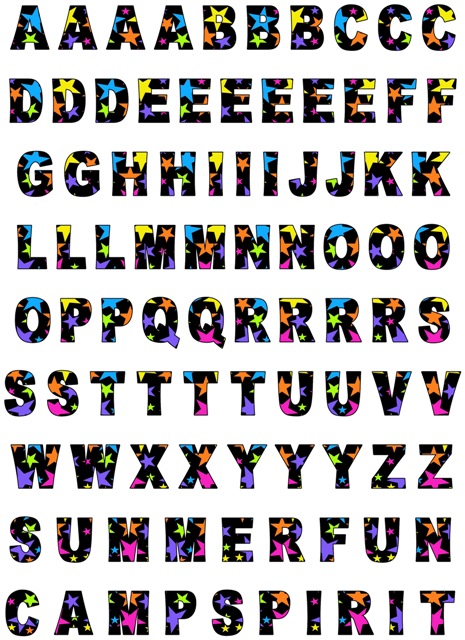 CLING ITS SHEETS ALPHABET 9x12-NEON STARS