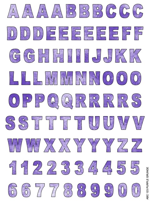 CLING ITS SHEETS ALPHABET 9x12-PURPLE GRUNGE