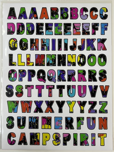 CLING ITS SHEETS ALPHABET 9x12-SPLATTER
