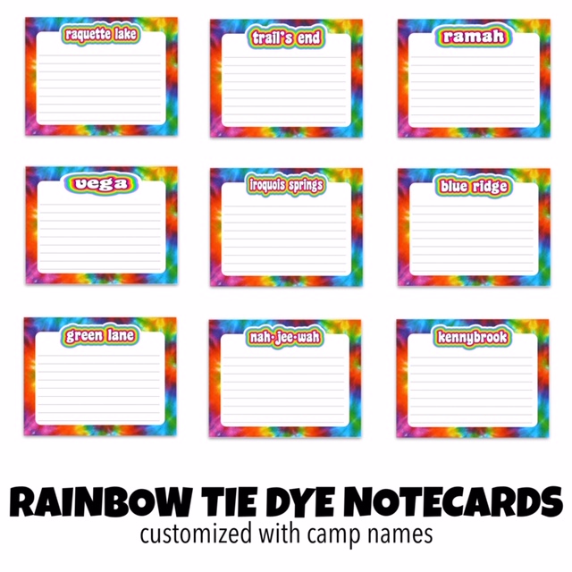 NAMEDROPS CAMP NOTECARDS TIE DYE V2  (Camp Stationery)