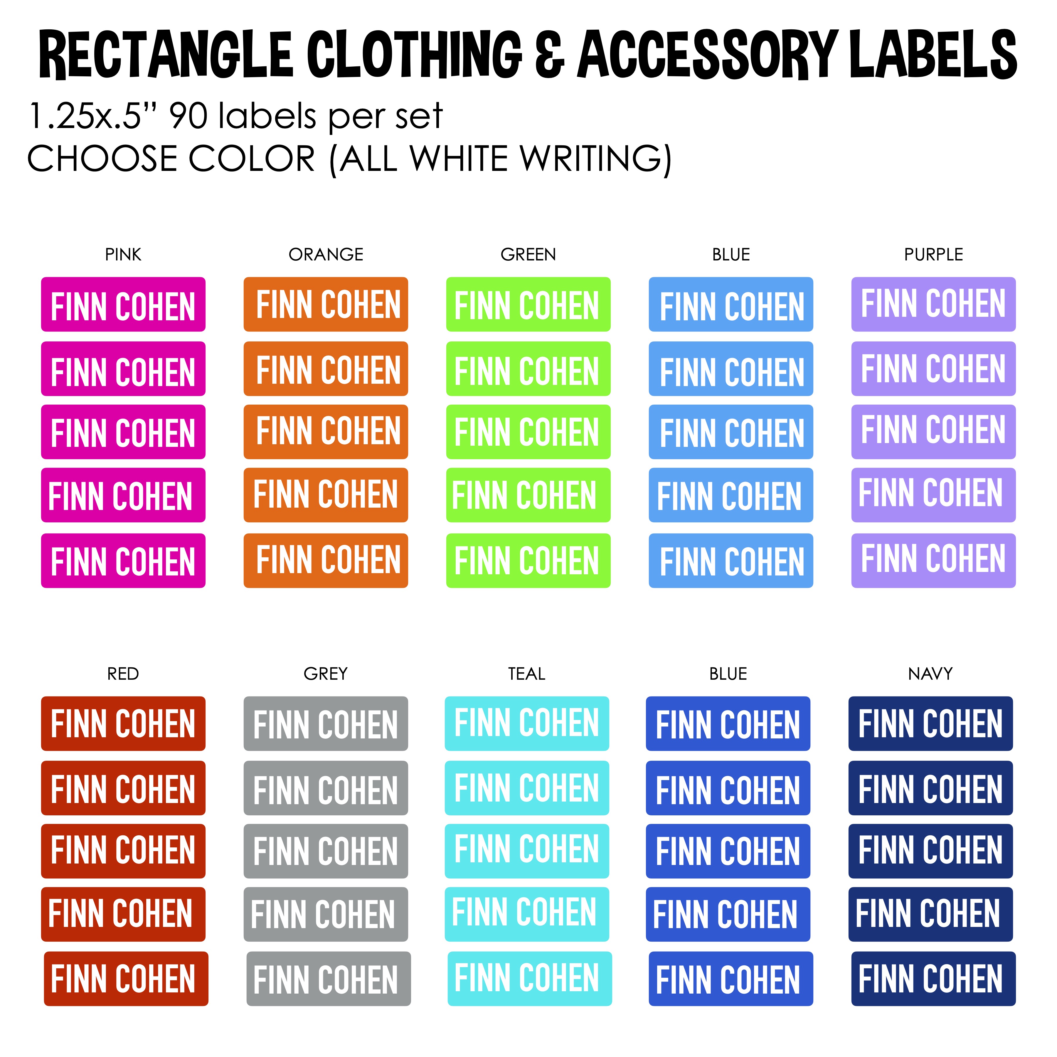 NAMEDROPS CLOTHING & ACCESSORY RECTANGLE LABELS