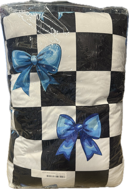 PENELOPE WILDBERRY TWIN COMFORTER-CHECKERED BOWS