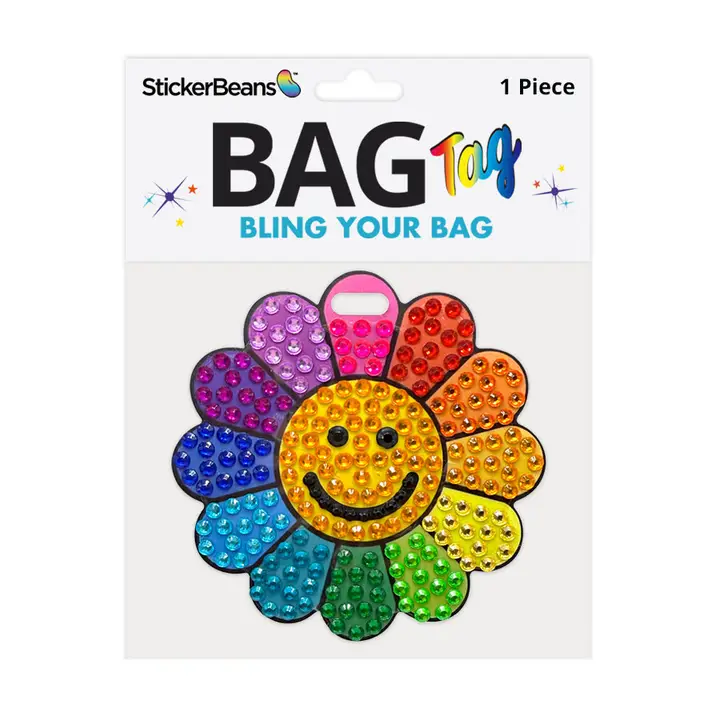 STICKERBEANS BAG TAG-RAINBOW DAISY