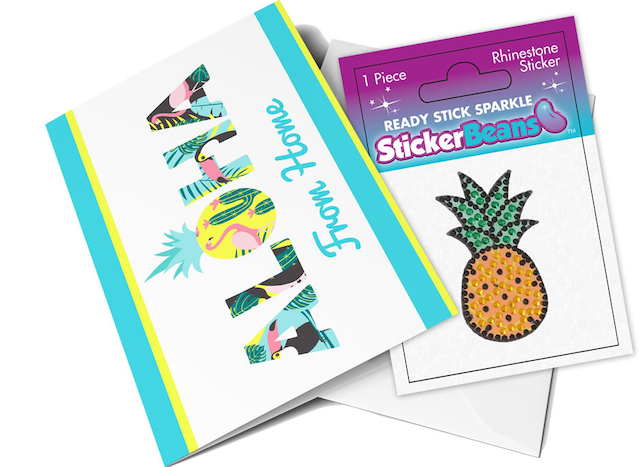 Pineapplel-StickerBeans Greeting Card/Sticker Combo
