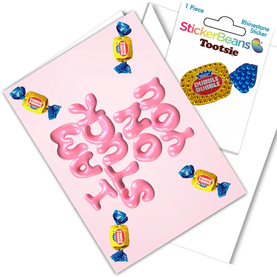 I'm Stuck On You -StickerBeans Greeting Card/Sticker Combo