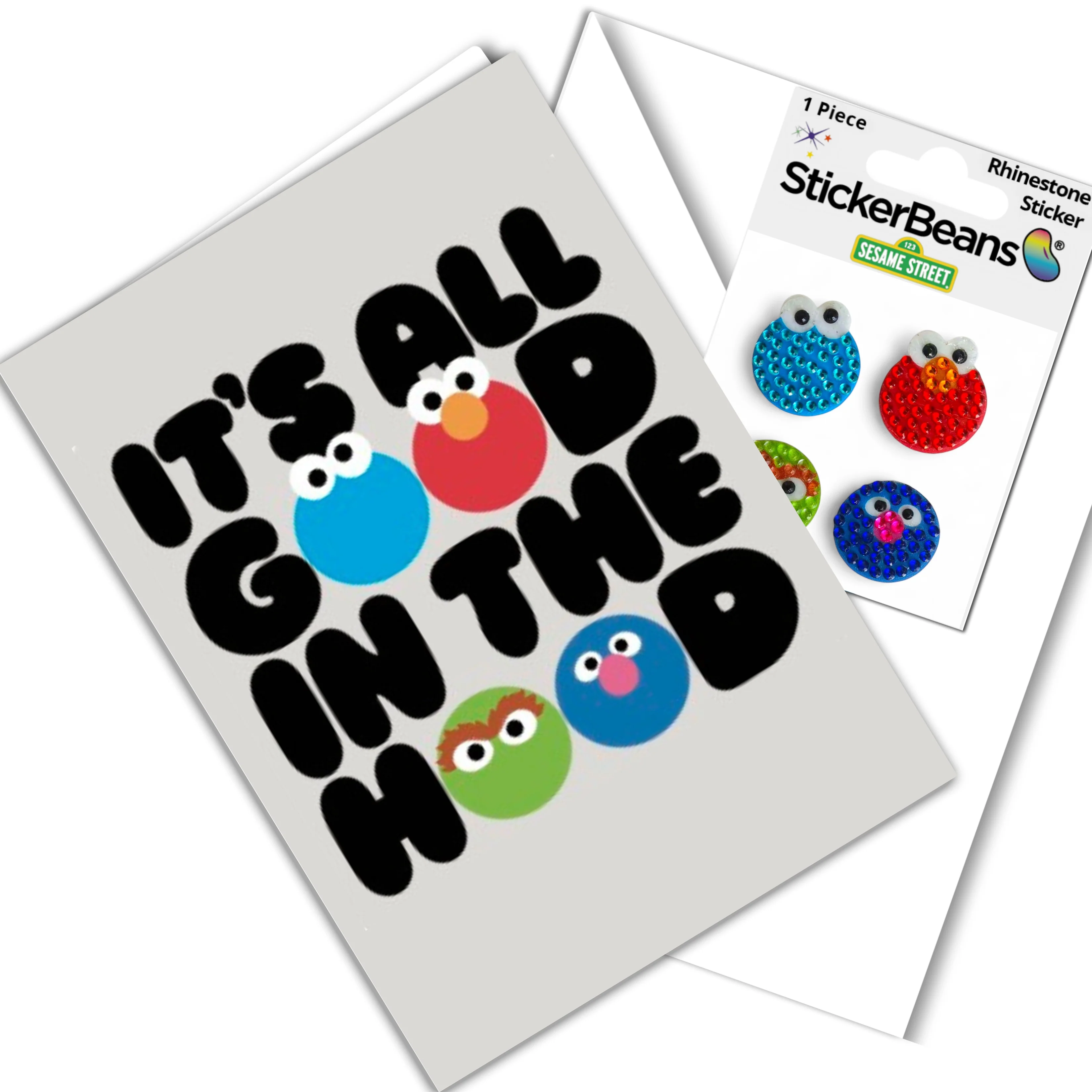 StickerBeans Greeting Card/Sticker Combo-All Good In The Hood