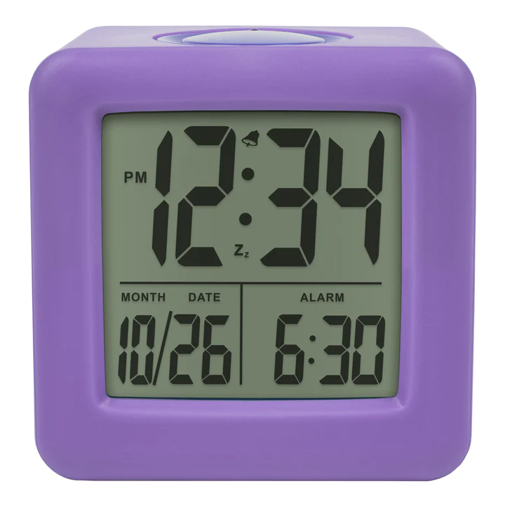 SOFT CUBE LCD ALARM CLOCK W/ SMART LIGHT-PURPLE