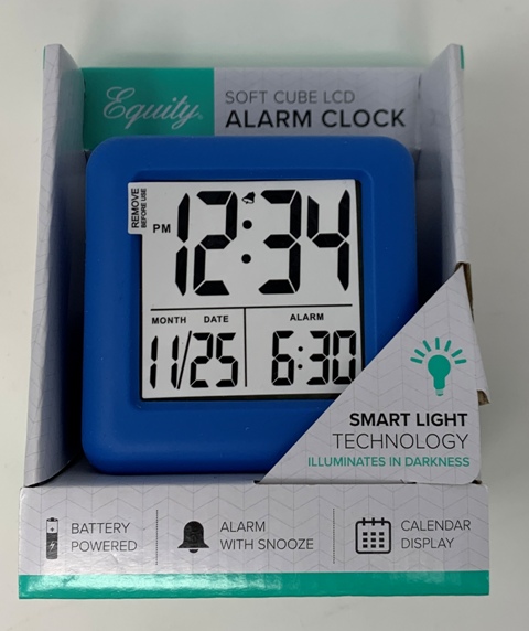 SOFT CUBE LCD ALARM CLOCK W/ SMART LIGHT-BLUE