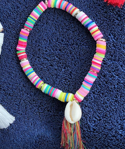 SHELL/TASSEL BRACELET NEON MULTICOLOR