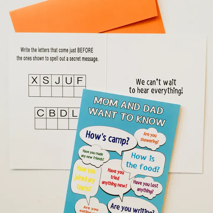 GREETING CARD-MOM & DAD WANT TO KNOW..HOW'S CAMP