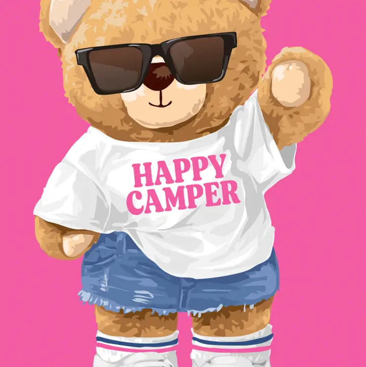 GREETING CARD-HAPPY CAMPER TEDDY BEAR