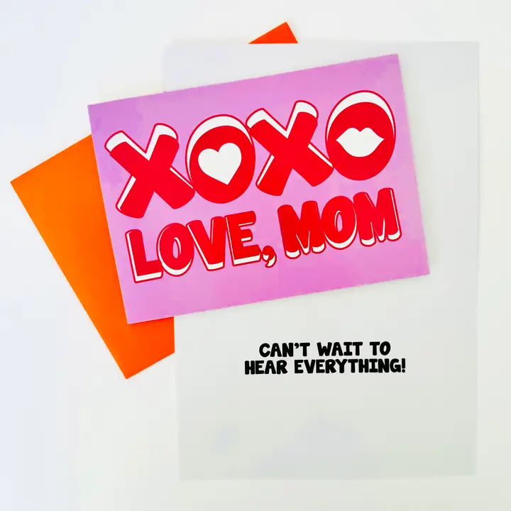GREETING CARD-XOXO LOVE MOM PINK HEARTS
