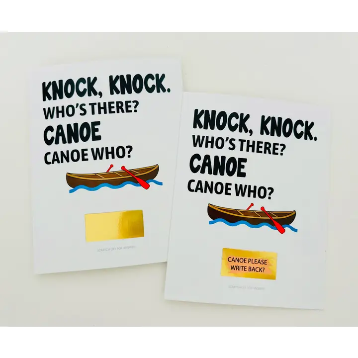 SCRATCH OFF GREETING CARD-KNOCK KNOCK CANOE