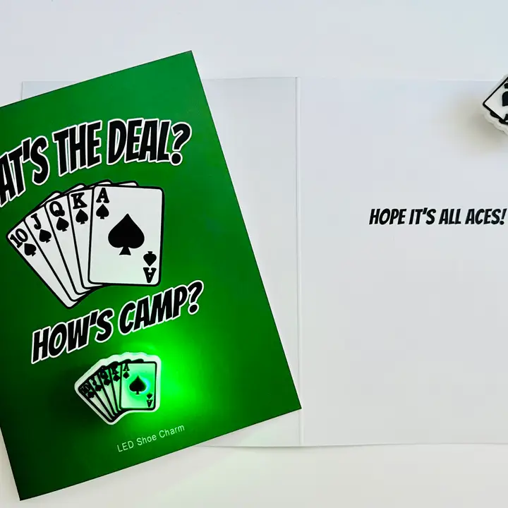 WHATS THE DEAL GREETING CARD  W/ LED SHOE CHARM