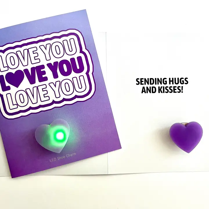 LOVE YOU GREETING CARD  W/ LED SHOE CHARM