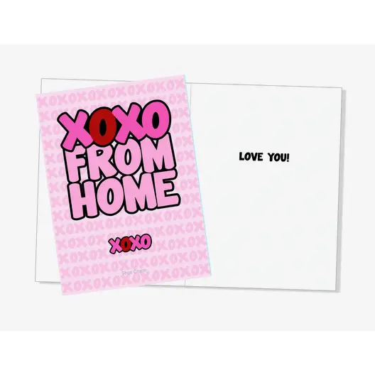 GREETING CARD WITH SHOE CHARM-XOXO FROM HOME