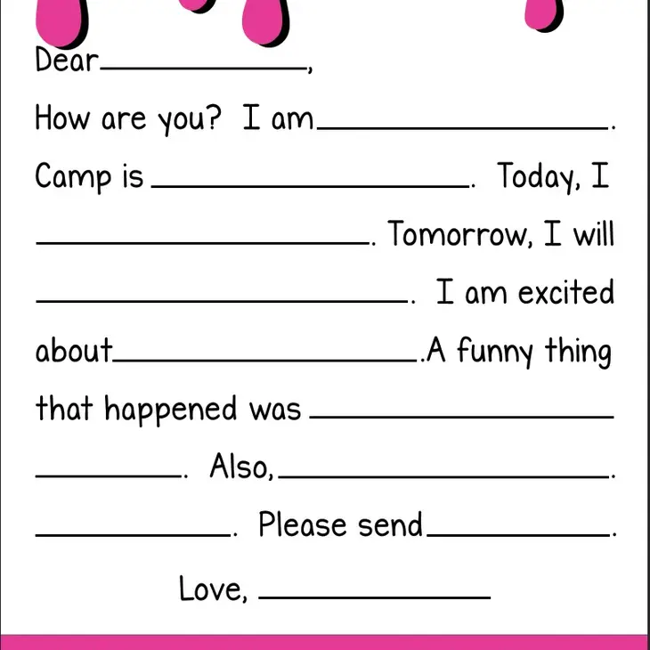 MEMO PAD A NOTE FROM CAMP DRIP FILL IN