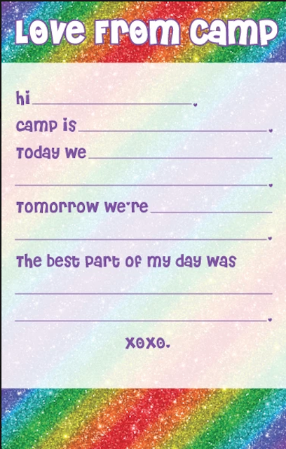 CAMP NOTEPADS-FILL IN-RAINBOW GLITTER (Camp Stationery)
