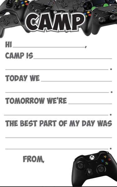 CAMP NOTEPAD-GAMING CONTROLLER FILL IN (Camp Stationery)