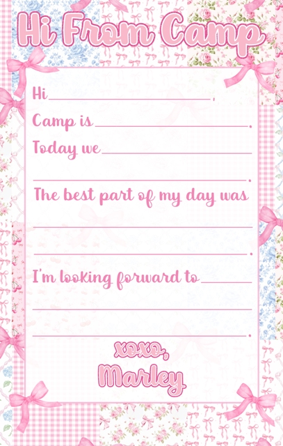 CAMP NOTEPADS-CUSTOM-COQUETTE AESTHETIC FILL IN