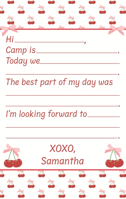 CAMP NOTEPADS-CUSTOM-CHERRIES WITH BOWS FILL IN
