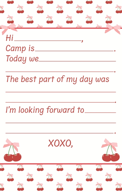 CAMP NOTEPAD-CHERRIES WITH BOWS FILL IN