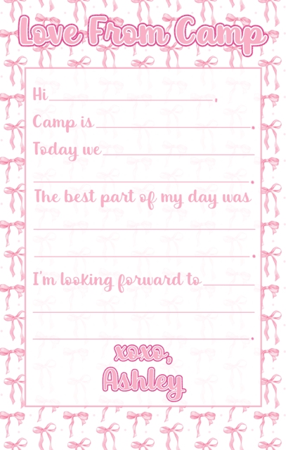 CAMP NOTEPADS-CUSTOM-PINK BOWS