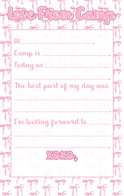 CAMP NOTEPAD-PINK BOWS FILL IN