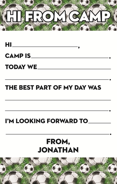 CAMP NOTEPADS-CUSTOM-GRUNGE SOCCER FILL IN