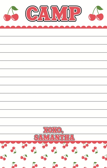 CAMP NOTEPADS-CUSTOM-RED CHERRIES