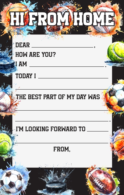 SPORTS BALL FUN FROM HOME FILL IN NOTEPAD