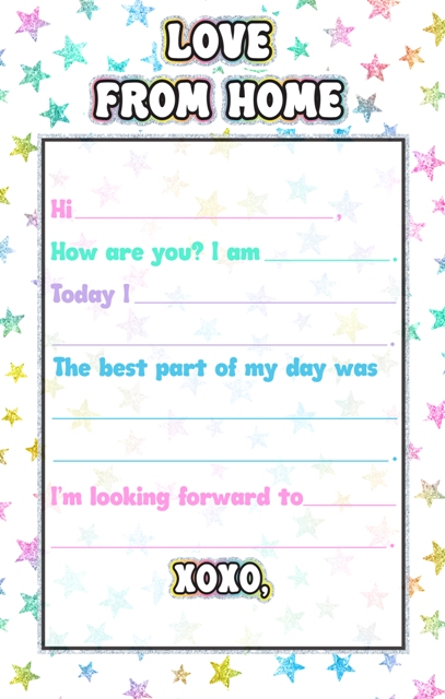 SPARKLY STARS FROM HOME FILL IN NOTEPAD