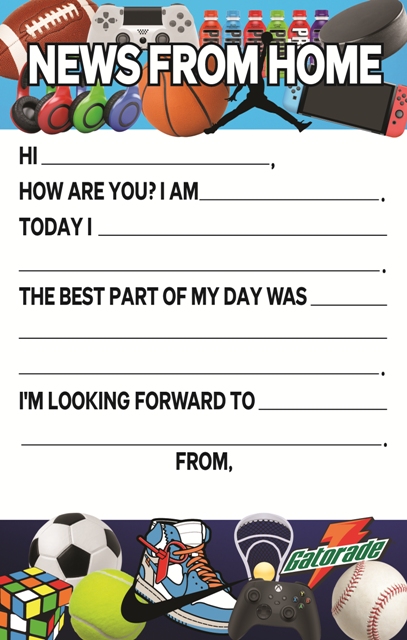 SPORTS & GAMES  FROM HOME FILL IN NOTEPAD